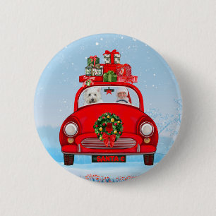 West Highland White Terrier Hund mit dem Weihnacht Button