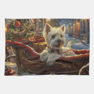 West Highland White Terrier Hund Weihnachten Festl Geschirrtuch