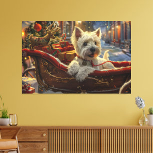 West Highland White Terrier Hund Weihnachten Festl Leinwanddruck