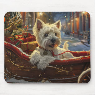 West Highland White Terrier Hund Weihnachten Festl Mousepad