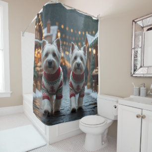 West Highland White Terrier Hunde Weihnachten Schn Duschvorhang
