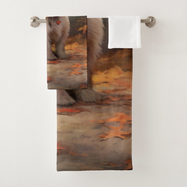 West Highland White Terrier im Herbst Leaves Fall Badhandtuch Set (Insitu)