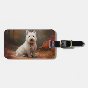 West Highland White Terrier im Herbst Leaves Fall Gepäckanhänger