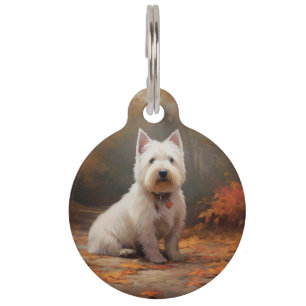 West Highland White Terrier im Herbst Leaves Fall Haustiermarke