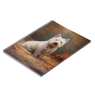 West Highland White Terrier im Herbst Leaves Fall Notizblock