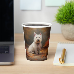 West Highland White Terrier im Herbst Leaves Fall Pappbecher