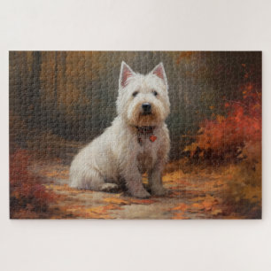 West Highland White Terrier im Herbst Leaves Fall Puzzle