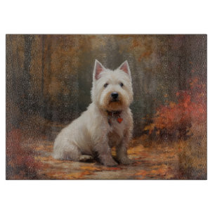 West Highland White Terrier im Herbst Leaves Fall Schneidebrett