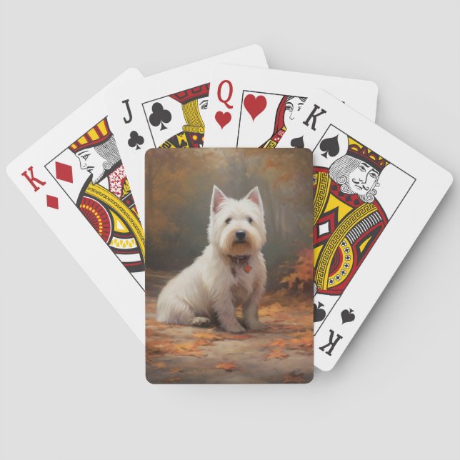 West Highland White Terrier im Herbst Leaves Fall Spielkarten (Rückseite)