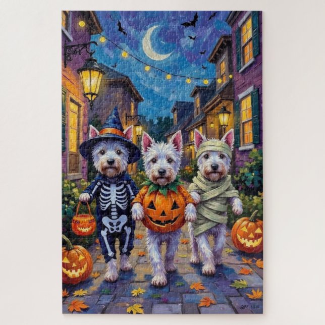 West Highland White Terrier in Halloween-Kostümen Puzzle (Vertikal)