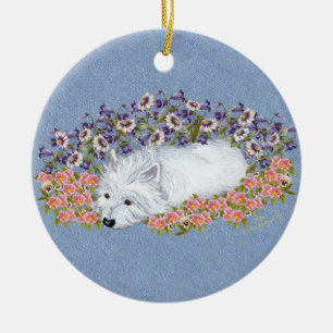 West Highland White Terrier in Ruheposition Keramikornament