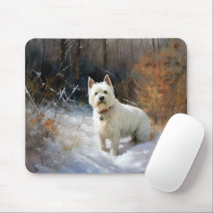 West Highland White Terrier Lass es schneien Weihn Mousepad