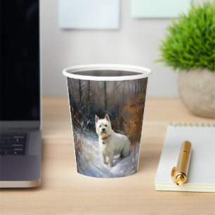 West Highland White Terrier Lass es schneien Weihn Pappbecher