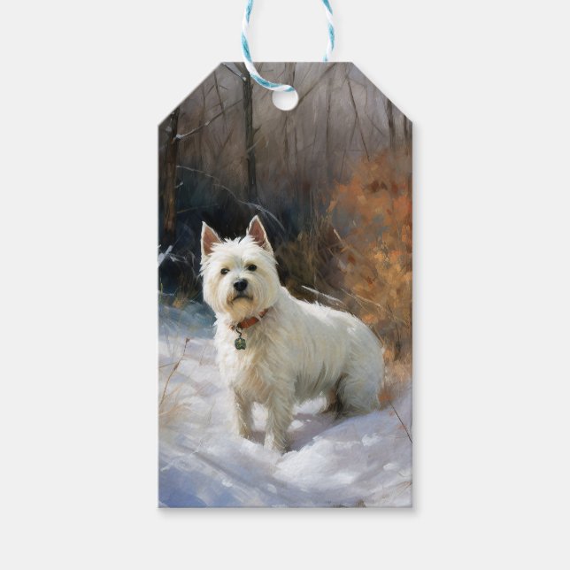 West Highland White Terrier lassen es Weihnachten  Geschenkanhänger (Vorderseite)