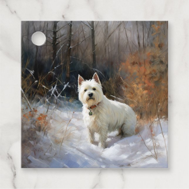West Highland White Terrier lassen es Weihnachten  Geschenkanhänger (Vorderseite)