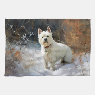 West Highland White Terrier lassen es Weihnachten  Geschirrtuch