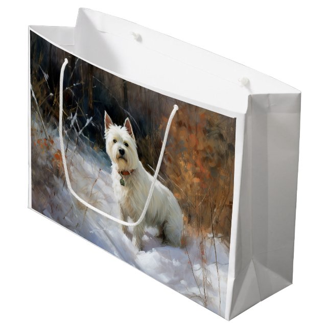 West Highland White Terrier lassen es Weihnachten  Große Geschenktüte (Vorderseite Schrägansicht)