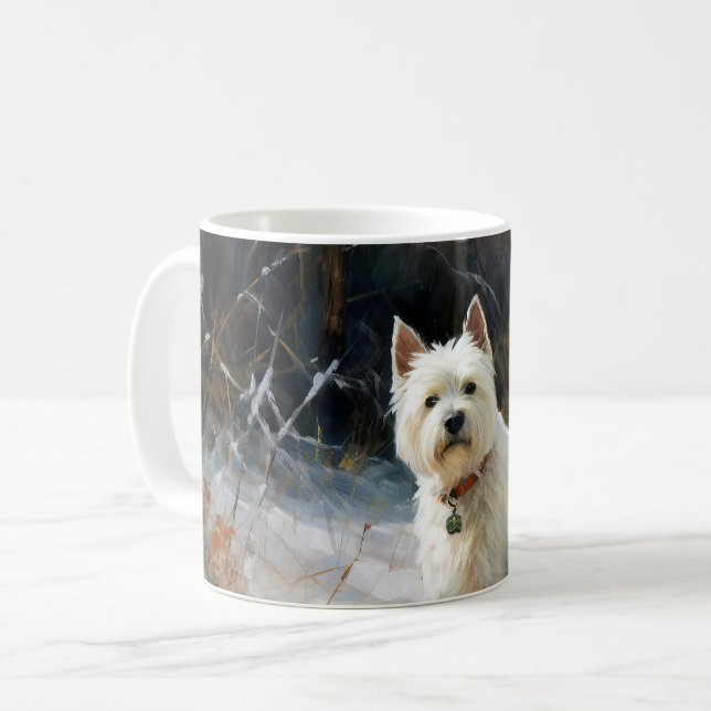 West Highland White Terrier lassen es Weihnachten  Kaffeetasse (Vorderseite Links)