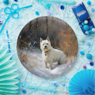 West Highland White Terrier lassen es Weihnachten Pappteller