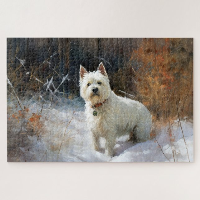 West Highland White Terrier lassen es Weihnachten  Puzzle (Horizontal)