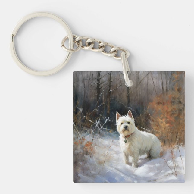 West Highland White Terrier lassen es Weihnachten  Schlüsselanhänger (Vorderseite)