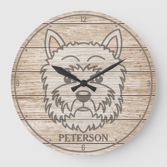 West Highland White Terrier NAME Westie Puppy Dog Große Wanduhr (Vorderseite)