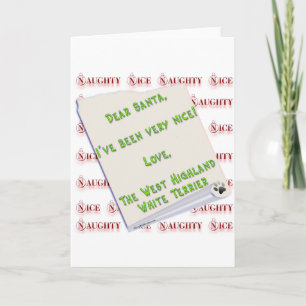 West Highland White Terrier Naughty oder Nice Feiertagskarte