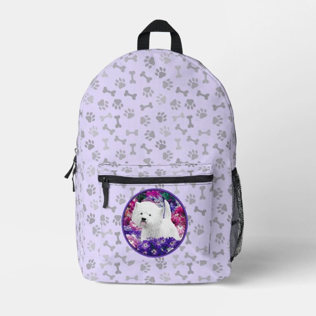 West Highland White Terrier Painting Dog Art Bedruckter Rucksack (Vorderseite)