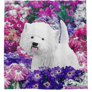 West Highland White Terrier Painting Dog Art Duschvorhang