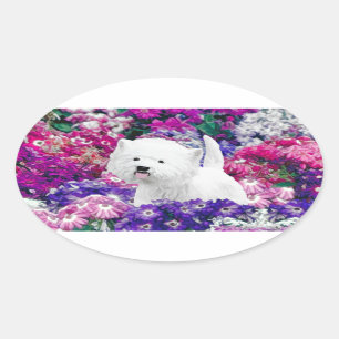 West Highland White Terrier Painting Dog Art Ovaler Aufkleber