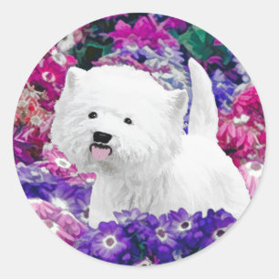 West Highland White Terrier Painting Dog Art Runder Aufkleber