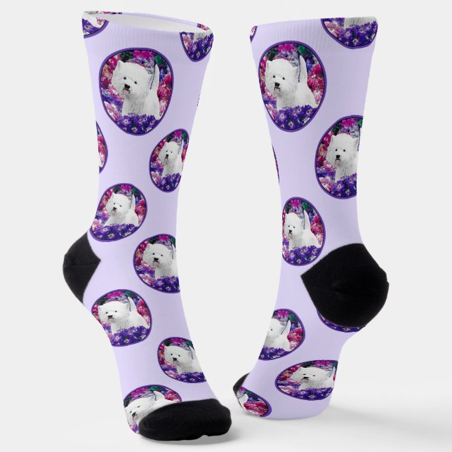 West Highland White Terrier Painting Westie Dog Socken (Gewinkelt)