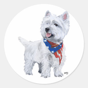 West Highland White Terrier Patriotic Runder Aufkleber