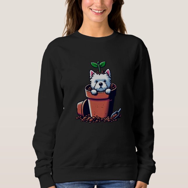 West Highland White Terrier Planter Gartenhund Sweatshirt (Vorderseite)