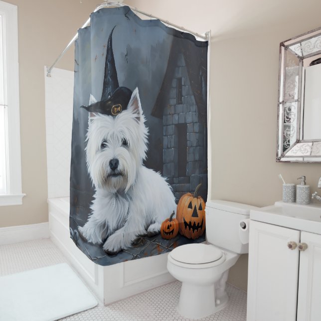 West Highland White Terrier Pumpkin Halloween Duschvorhang (Beispiel)