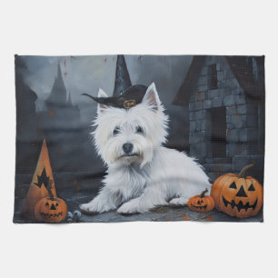 West Highland White Terrier Pumpkin Halloween Geschirrtuch