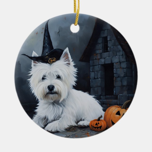 West Highland White Terrier Pumpkin Halloween Keramik Ornament (Vorne)