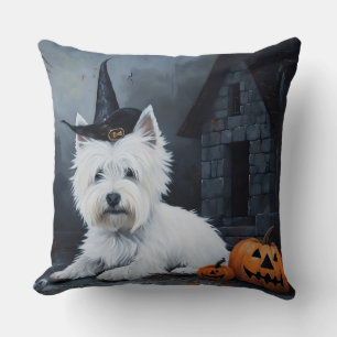West Highland White Terrier Pumpkin Halloween Kissen