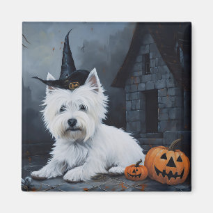 West Highland White Terrier Pumpkin Halloween Magnet