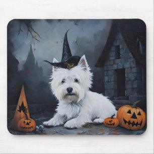 West Highland White Terrier Pumpkin Halloween Mousepad