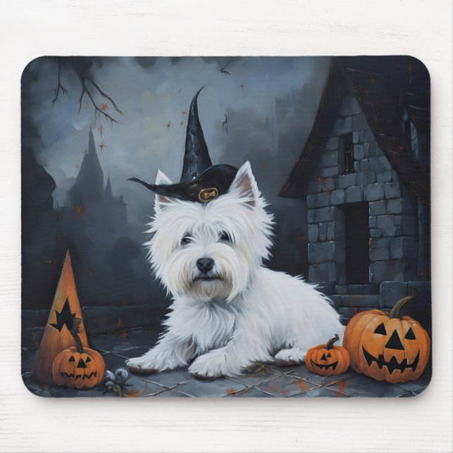 West Highland White Terrier Pumpkin Halloween Mousepad (Vorne)
