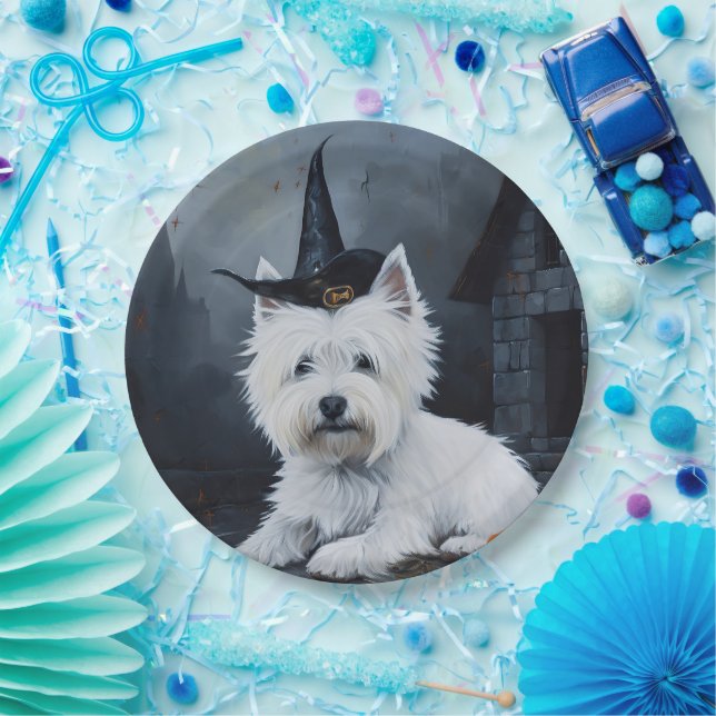 West Highland White Terrier Pumpkin Halloween Pappteller (Party)