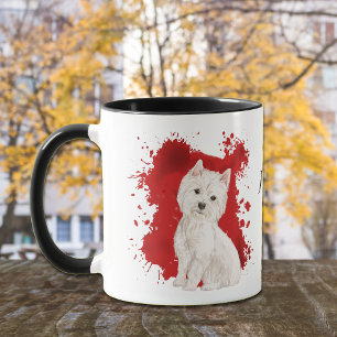 West Highland White Terrier Red Background Tasse