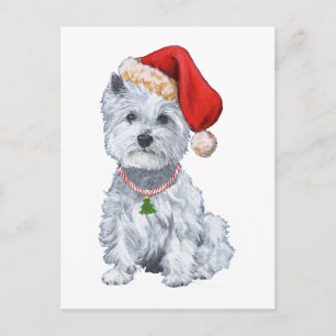 West Highland White Terrier Santa Claus Feiertagspostkarte
