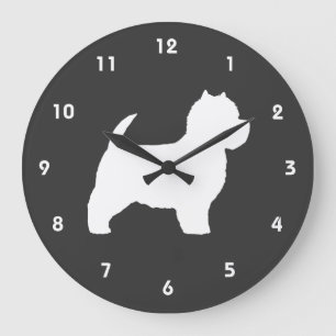 West Highland White Terrier Silhouette Große Wanduhr