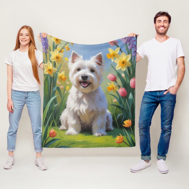 West Highland White Terrier Spring Flowers Fleecedecke (Beispiel)