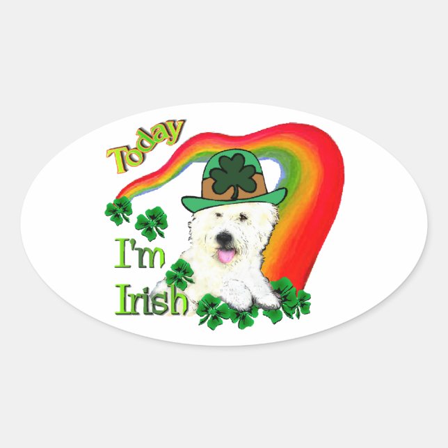 West Highland White Terrier St Pats Ovaler Aufkleber (Vorderseite)