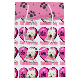 West Highland White Terrier Valentine's Day Mittlere Geschenktüte