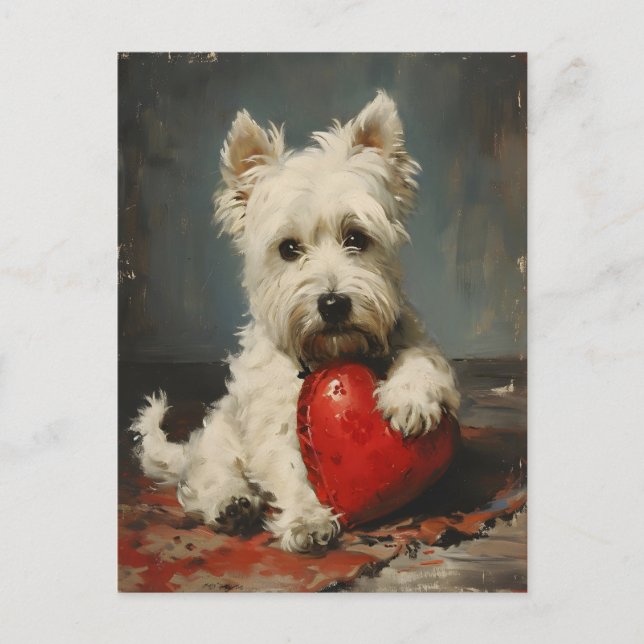 West Highland White Terrier Valentine's Day Postkarte (Vorderseite)