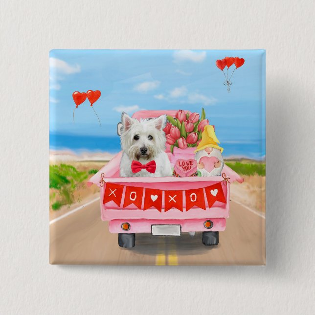 West Highland White Terrier Valentine's Day Truck Button (Vorderseite)